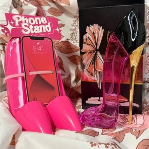 Stylish Pink High Heel Phone Stand and inspired perfume.